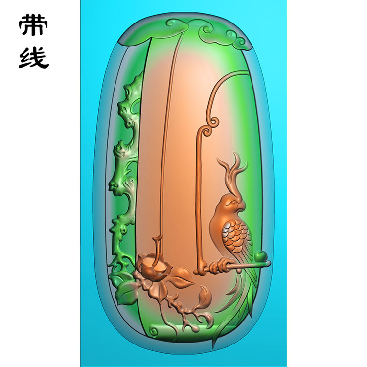 玉雕挂件一世英武鹦鹉精雕图(QHN-022)展示
