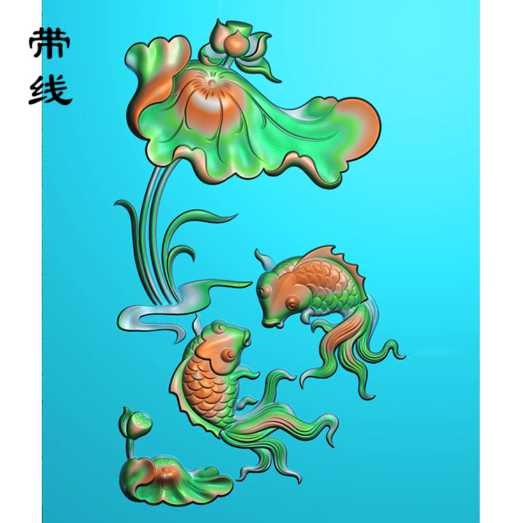 荷花鱼精雕图(GJY-004)展示