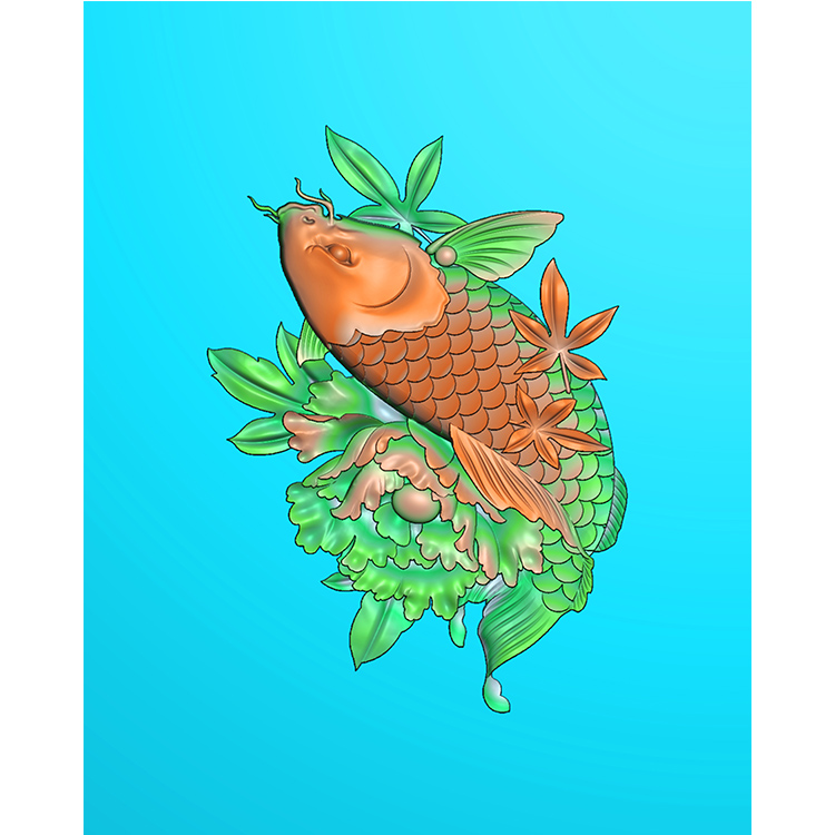 莲花荷花鱼精雕图(GJY-015)展示