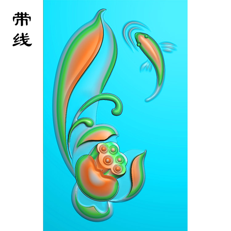 金鱼戏莲莲花鱼精雕图(GJY-027)展示