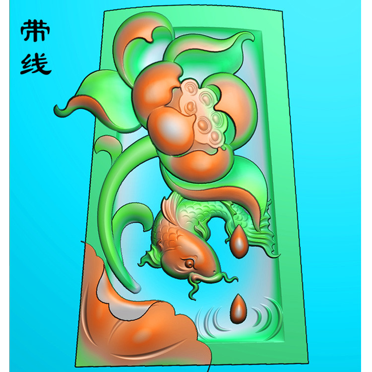 莲花鲤鱼精雕图(GJY-038)展示