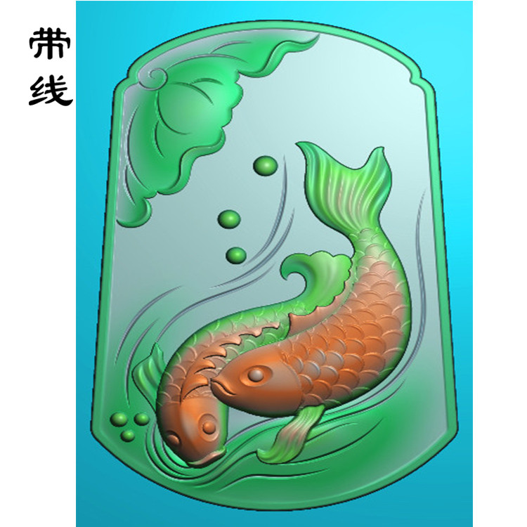 双鱼莲花鱼精雕图(GJY-048)展示