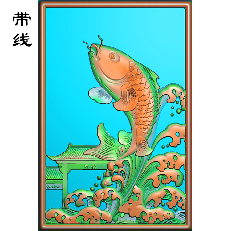鲤鱼跃龙门精雕图(GJY-076)展示