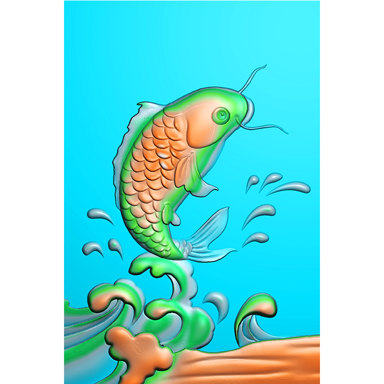 鲤鱼挂牌精雕图(GJY-078)展示