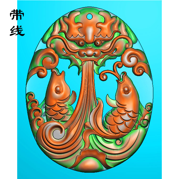 鲤鱼跳龙门精雕图(GJY-079)展示