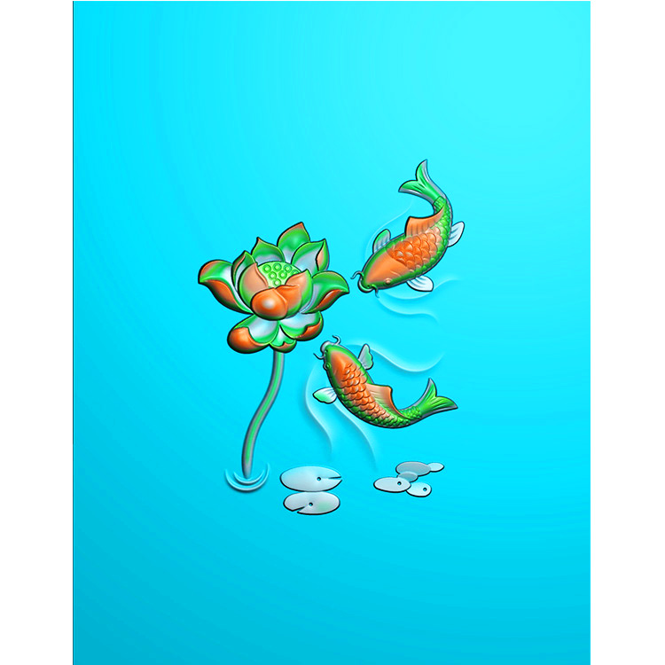 双面荷花鱼精雕图(GJY-091)展示