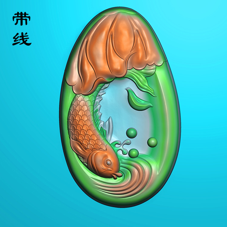 玉雕荷花年年有余精雕图(GJY-109)展示