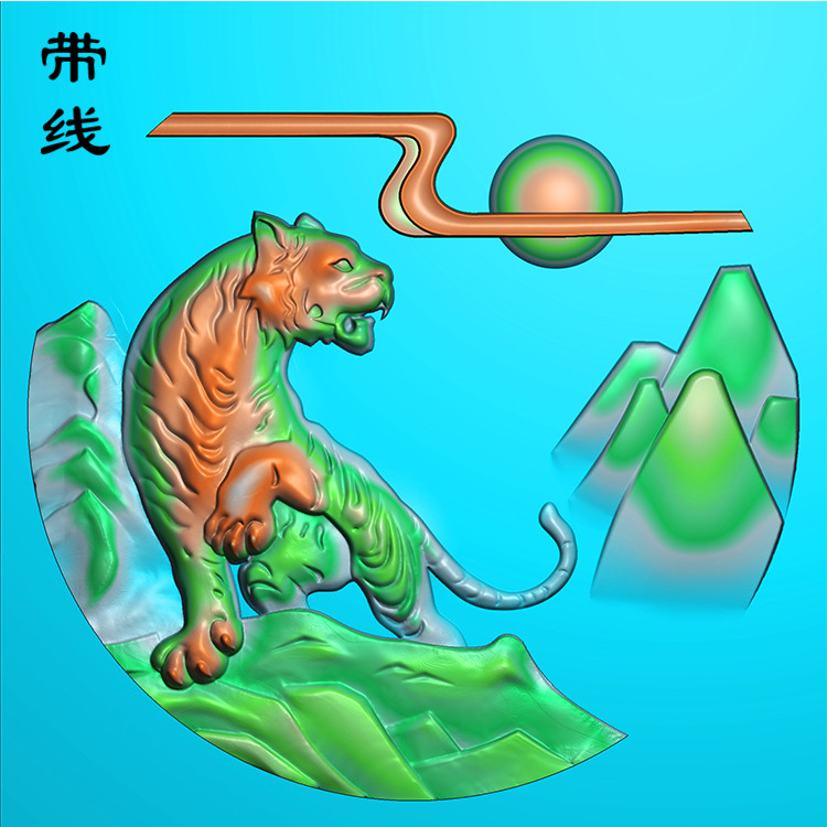 圆形虎啸山河精雕图(GH-001)展示