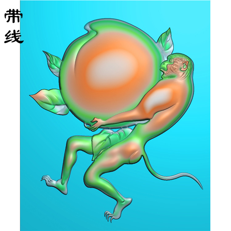 桃子猴子精雕图(GHZ-011)展示