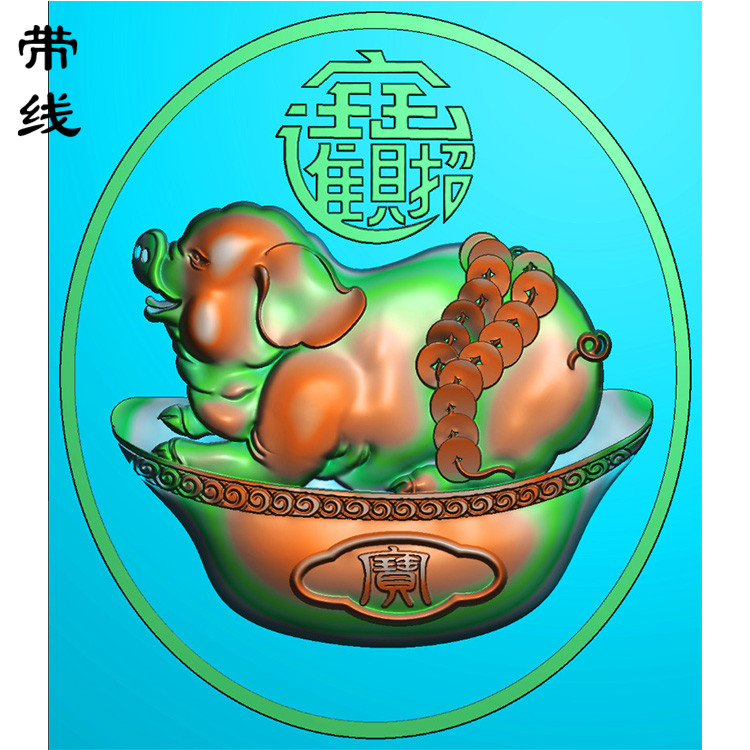 动物生肖猪精雕图(GZ-001)展示