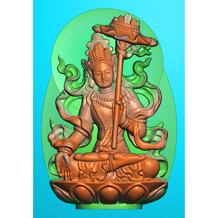 白玉雕撑伞观音(LGY-062)展示