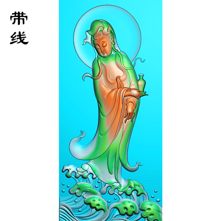 玉雕站水观音精雕图(OGF-015)展示