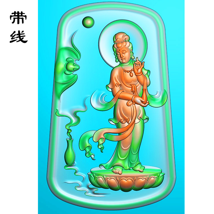 凹底站观音精雕图(OGF-016)展示