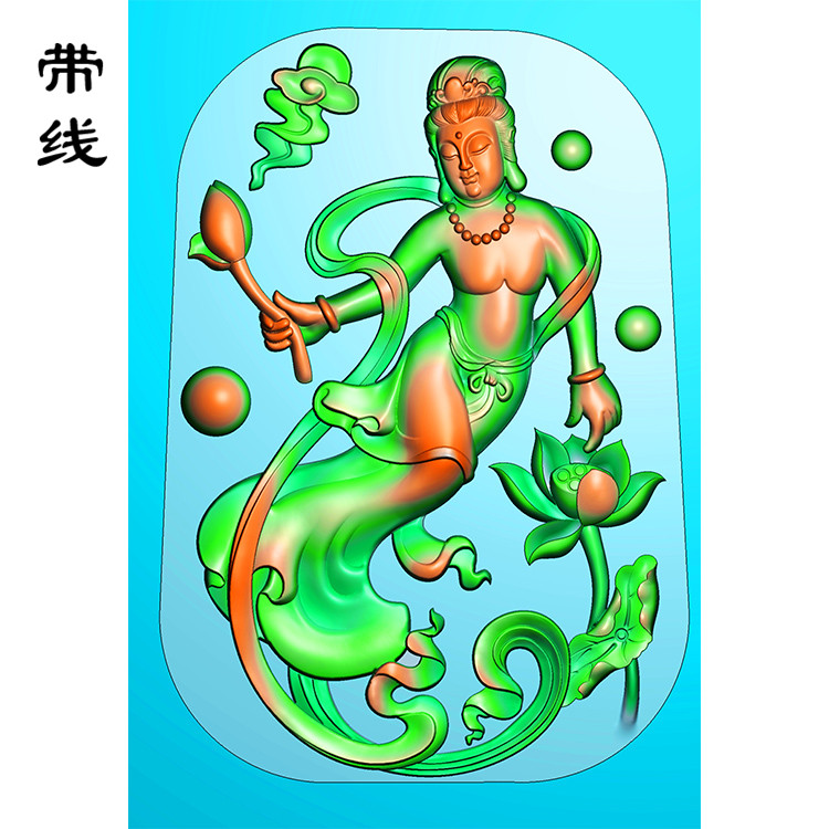 荷花飞天观音精雕图(OGF-051)展示