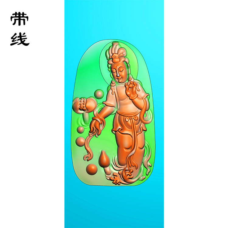 玉雕挂件荷花如意珠观音精雕图(OGF-061)展示