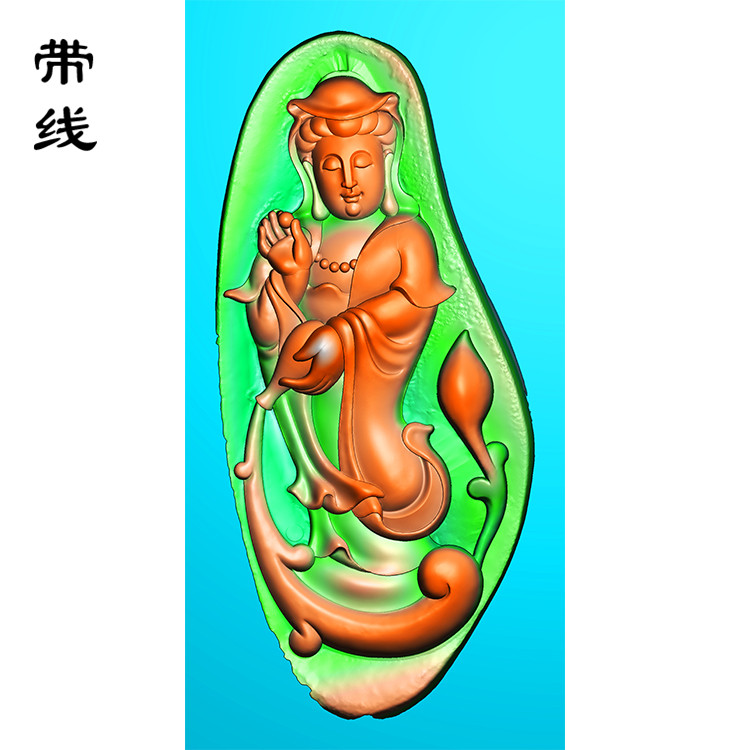 玉雕挂件情洒人间观音精雕图(OGF-067)展示