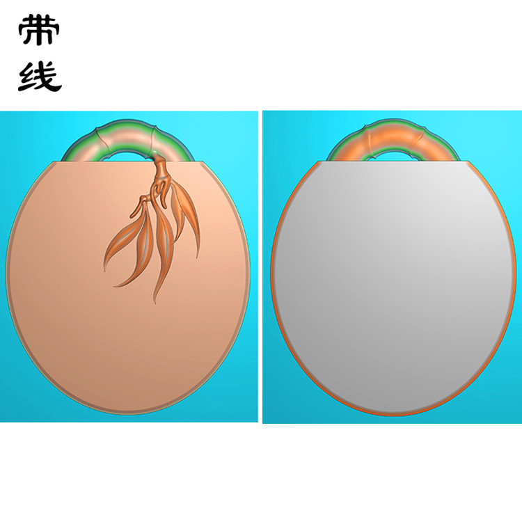 椭圆玉竹叶子平安无事牌精雕图(WSP-156)展示