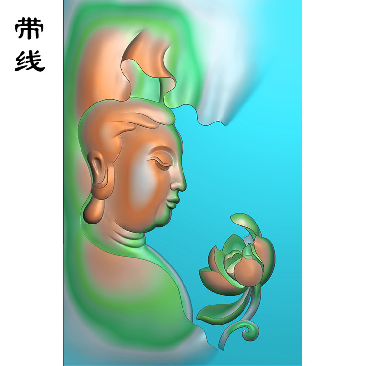 方牌滴水莲花站观音精雕图(BGF-077)展示