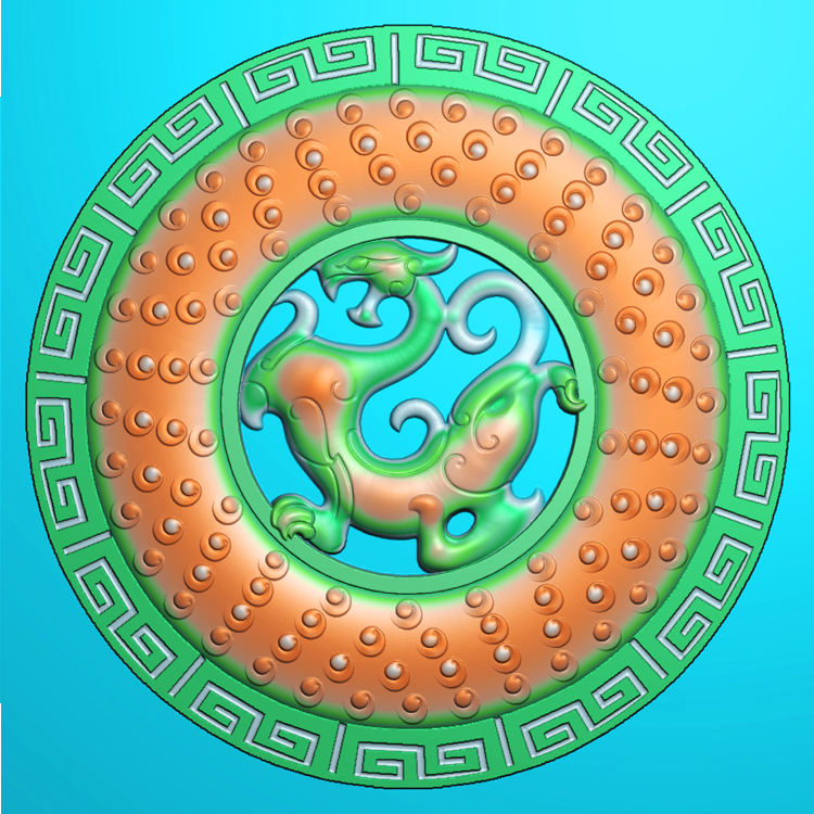 青龙玉佩平安扣精雕图（PAK-097）展示