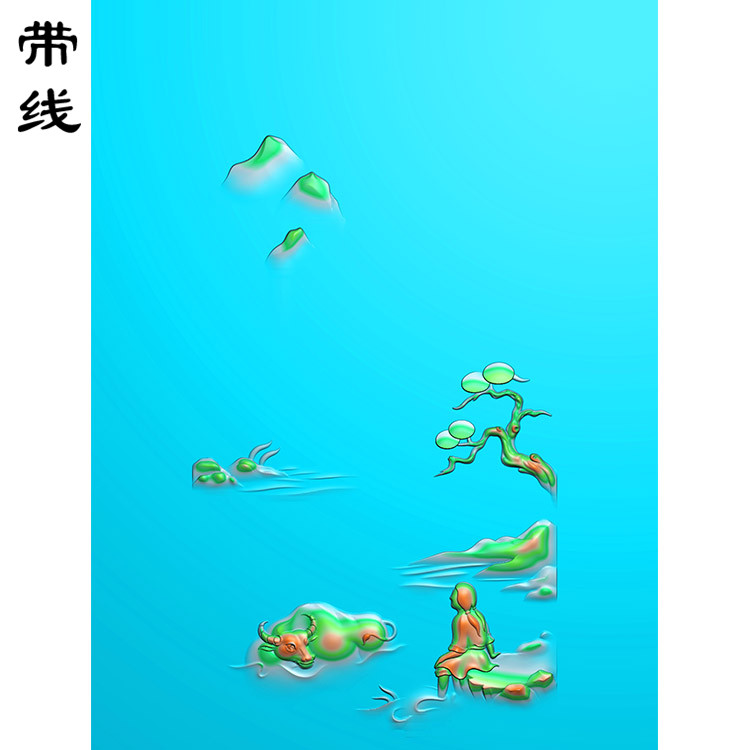 山水建筑人物挂件精雕图(SSG-009)展示