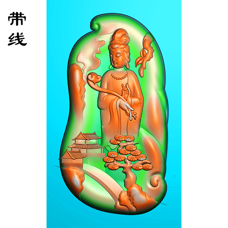 随形山水观音精雕图(SGF-037)展示