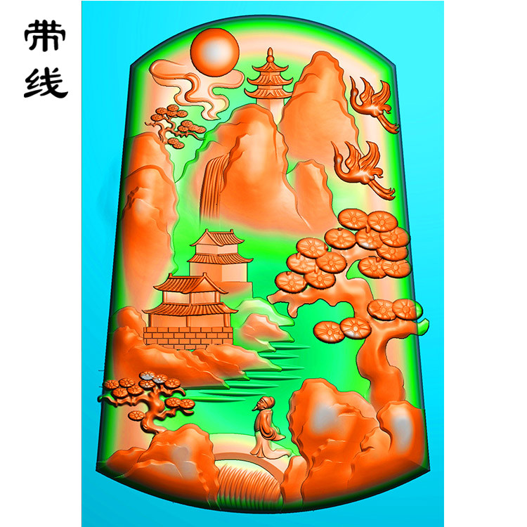 山水人物挂件精雕图(SSG-094)展示