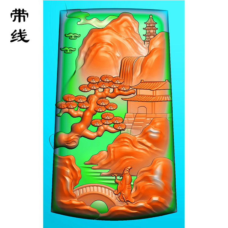 山水挂件精雕图(SSG-122)展示