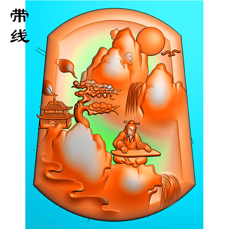 山水挂件精雕图(SSG-150)展示