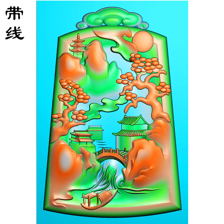 山水挂件精雕图(SSG-183)展示
