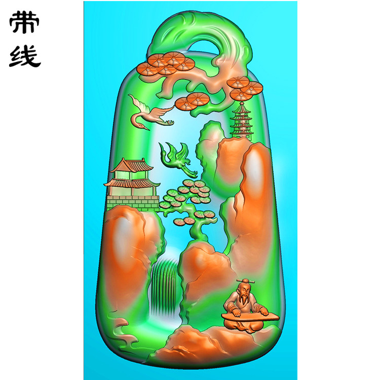 山水人物挂件精雕图(SSG-190)展示