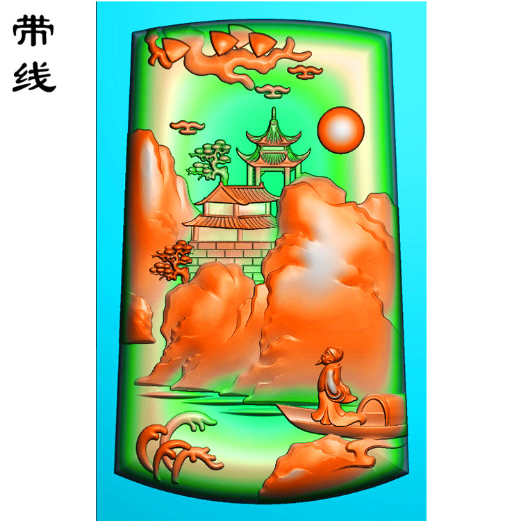 山水人物挂件精雕图(SSG-192)展示