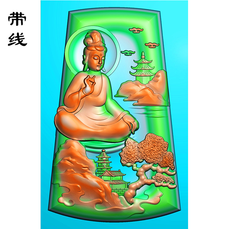山水观音挂件精雕图(SGF-059)展示