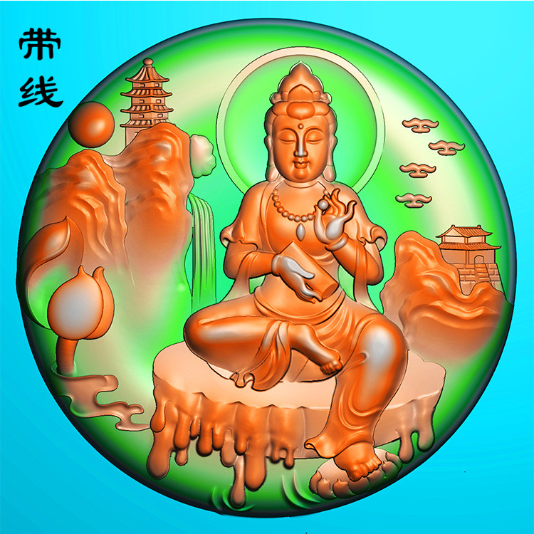 山水观音挂件精雕图(SGF-083)展示