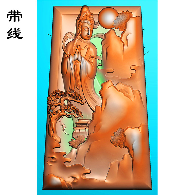 山水观音挂件精雕图(SGF-086)展示