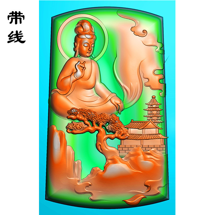 山水观音挂件精雕图(SGF-091)展示