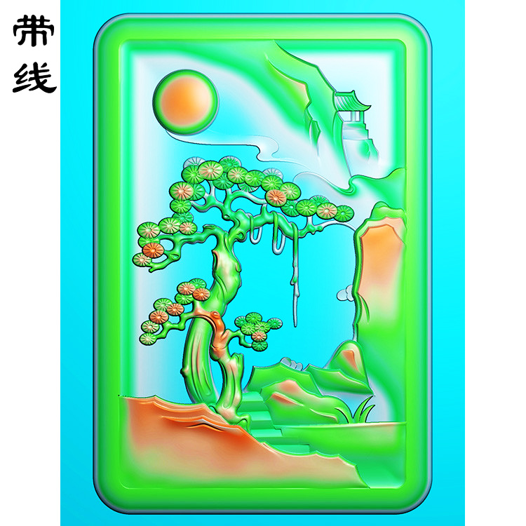 山水松树挂件精雕图(SSG-228)展示