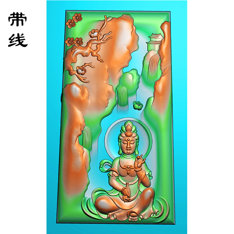山水观音挂件精雕图(SGF-103)展示
