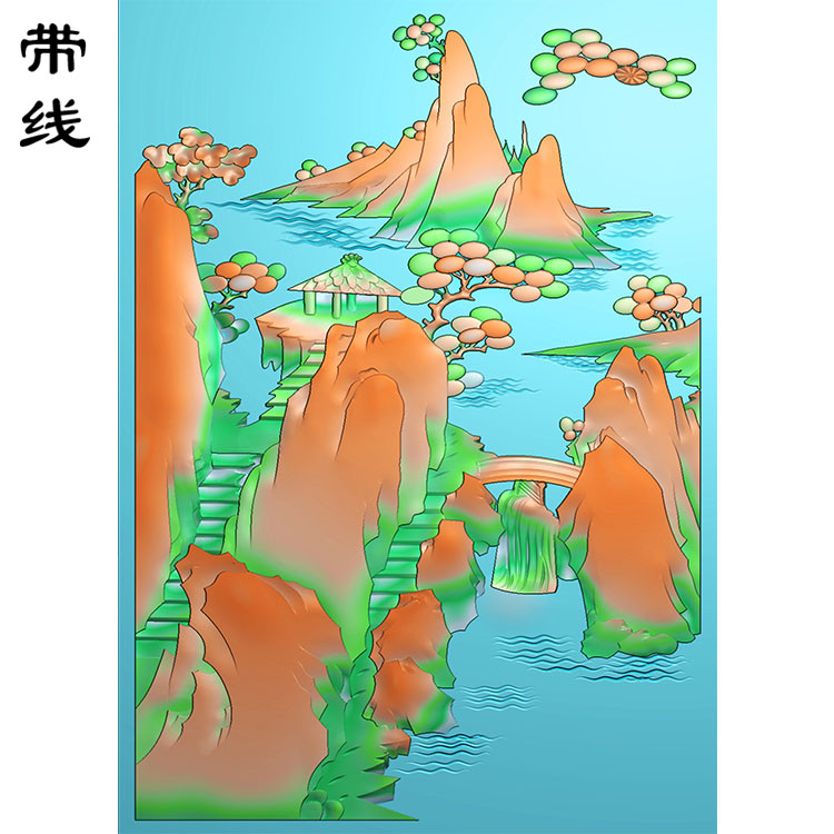 山水挂件精雕图(SSG-240)展示