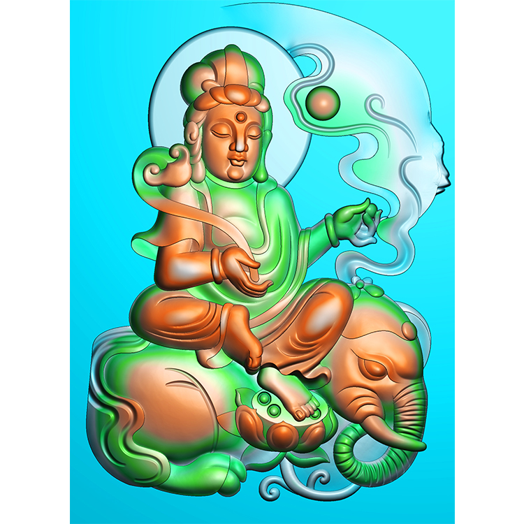 普贤菩萨观音精雕图(PXF-010)展示