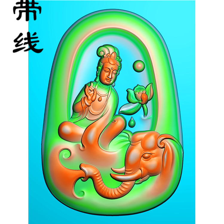 自在莲花普贤观音大象头精雕图(PXF-002)展示