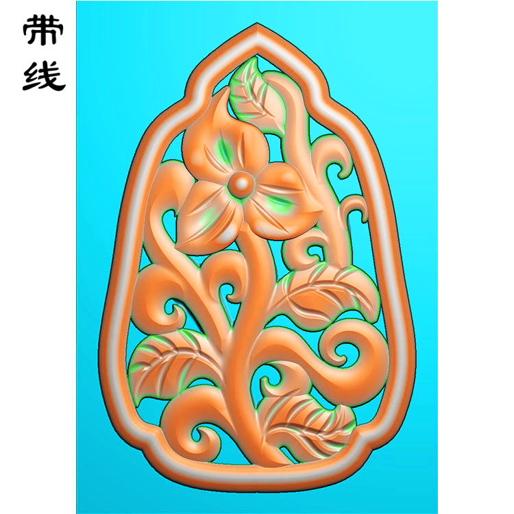 镂空花草挂件精雕图（LK0119）展示