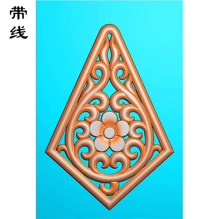 镂空花草挂件精雕图（LK0124）展示