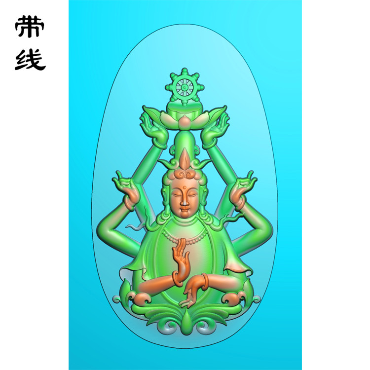 六臂千手佛手观音精雕图(QGY-004)展示