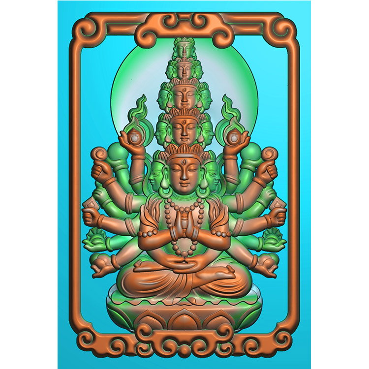 极品千手观音加框精雕图(QGY-015)展示