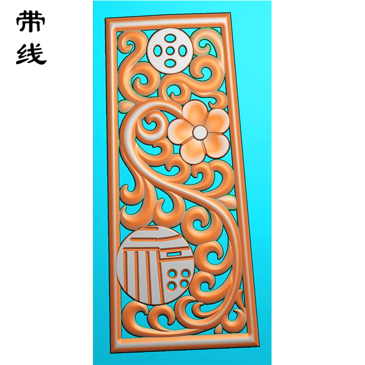 镂空草花挂件精雕图（LK0132）展示