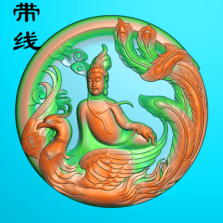 圆牌凤观音骑凤凰观音精雕图(CGY-001)展示
