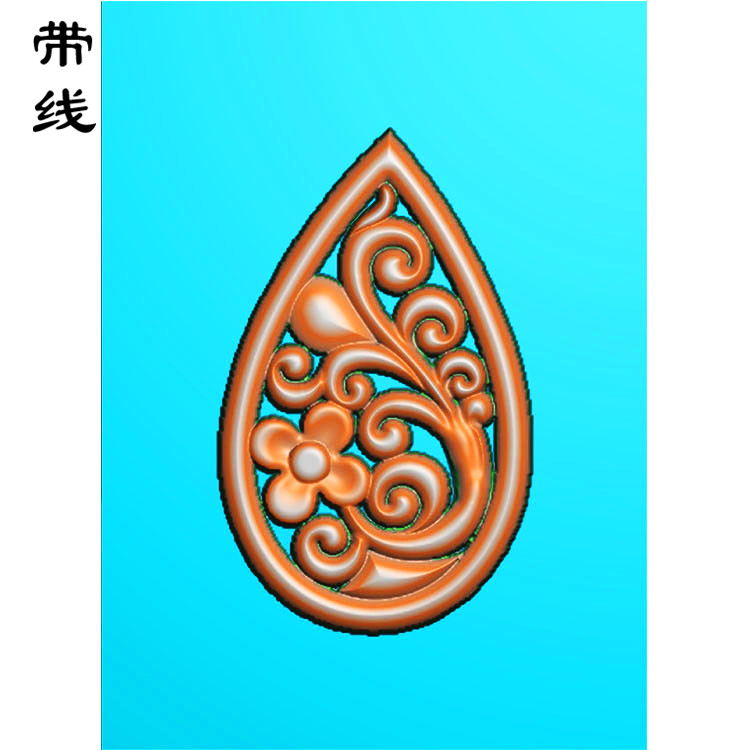 镂空草花挂件精雕图（LK0135）展示