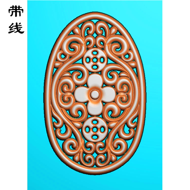 镂空草花挂件精雕图（LK0164）展示