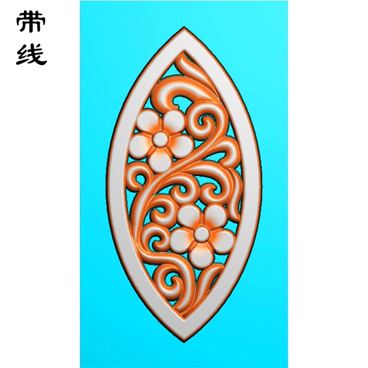 镂空草花挂件精雕图（LK0175）展示