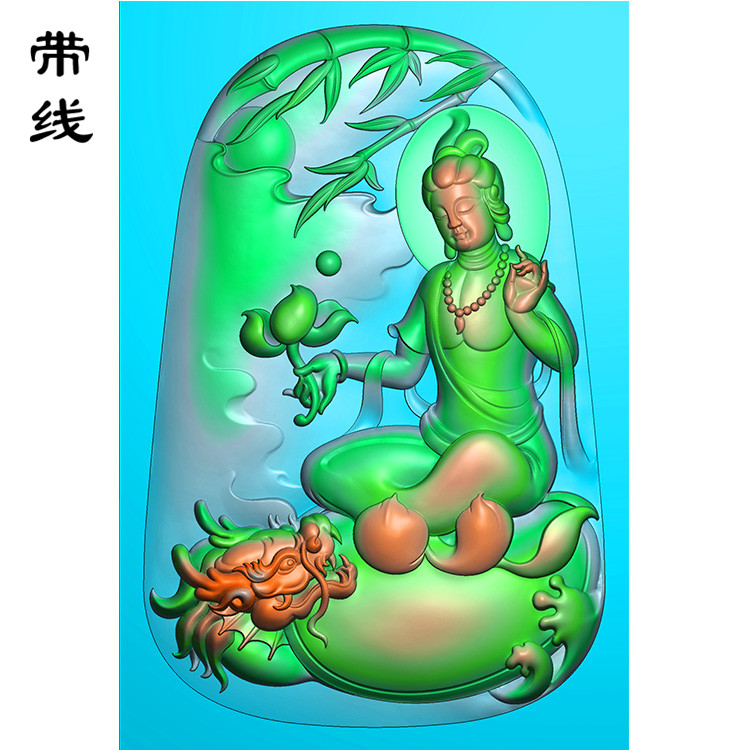 椭圆龙龟观音精雕图(YGY-010)展示